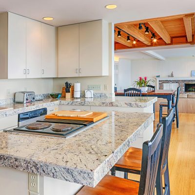 Countertops and cabinets in modern kitchen